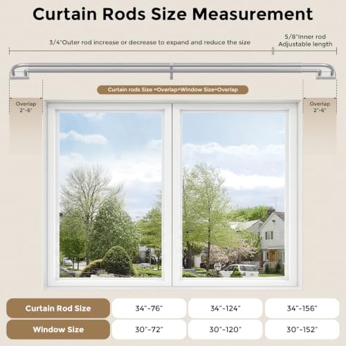 Double Curtain Rod 34 (Silver / 34"-76")