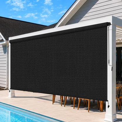 Custom Size Outdoor Roller Shades for Patio (Black / Custom Size)
