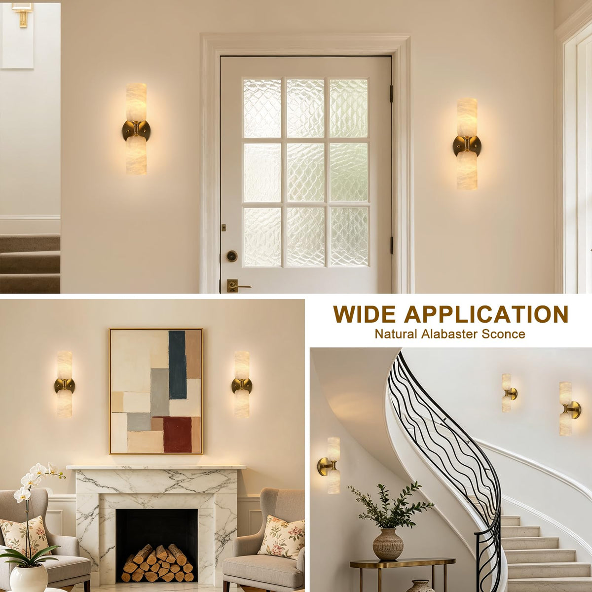 14in Modern Natural Alabaster Wall Sconce