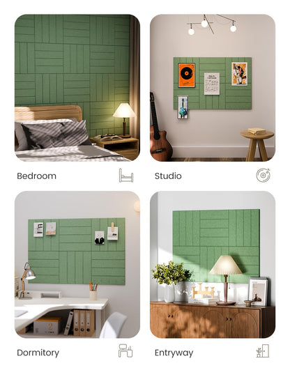 Felt Bulletin Board & Cork Board Alternative 36'' x 24'' (Christmas Tree Green-1 / Bold-stripe 6-pack)
