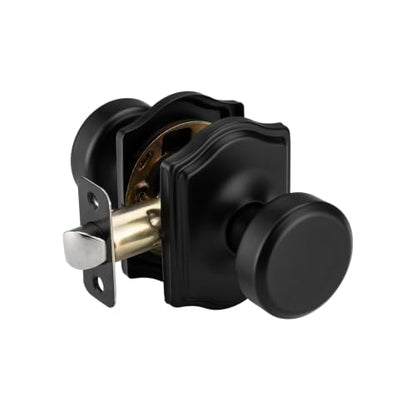 Black Door Knobs with Camelot Trim