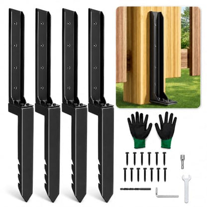 Upgraded Heavy Duty Fence Post Repair Kit Thickened Steel Anchor Stakes