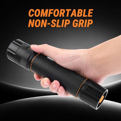 2D Cell Battery Large Flashlight High Lumen Aluminum Alloy Heavy Duty Handheld Flashlight Battery Not Included