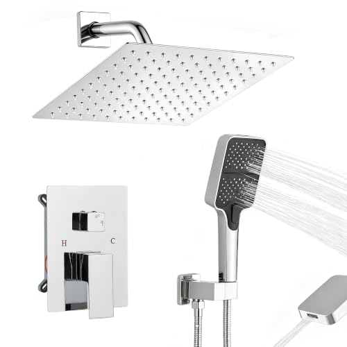 Wall Mount 10 Inch Rainfall Shower Faucet Set