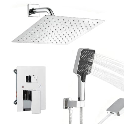 Wall Mount 10 Inch Rainfall Shower Faucet Set