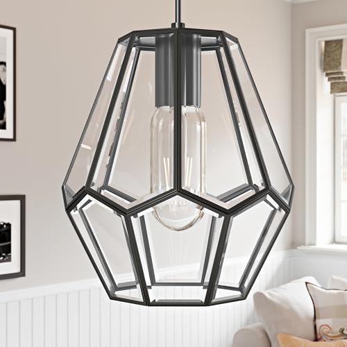 1 Light Modern Geometric Clear Glass Pendant Light