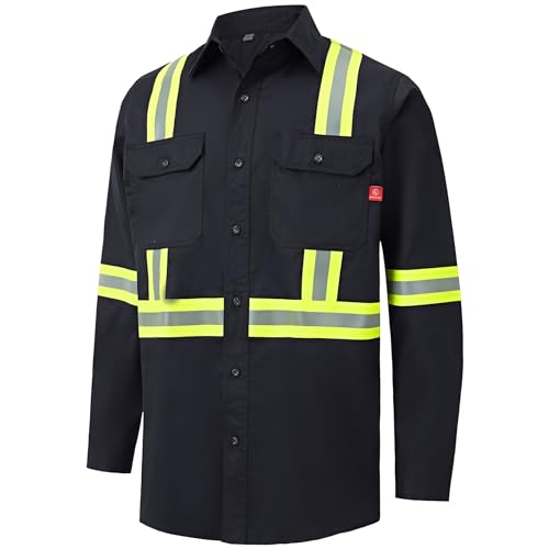 Hi Vis FR Shirt for Men 6.5oz Flame Resistant Welding Shirts