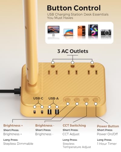 LED Desk Lamp with Power Strip