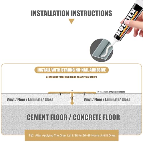3PCS Aluminum T Molding Floor Transition Strip