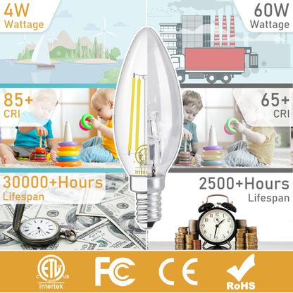 24 Pack E12 Chandelier LED Light Bulbs 60W Equivalent 3000K Warm White (24 Count (Pack of 1))