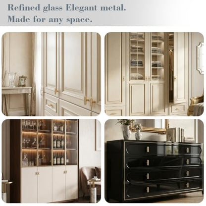 Gold T Bar Crystal Drawer Knobs for Kitchen Cabinets and Dressers