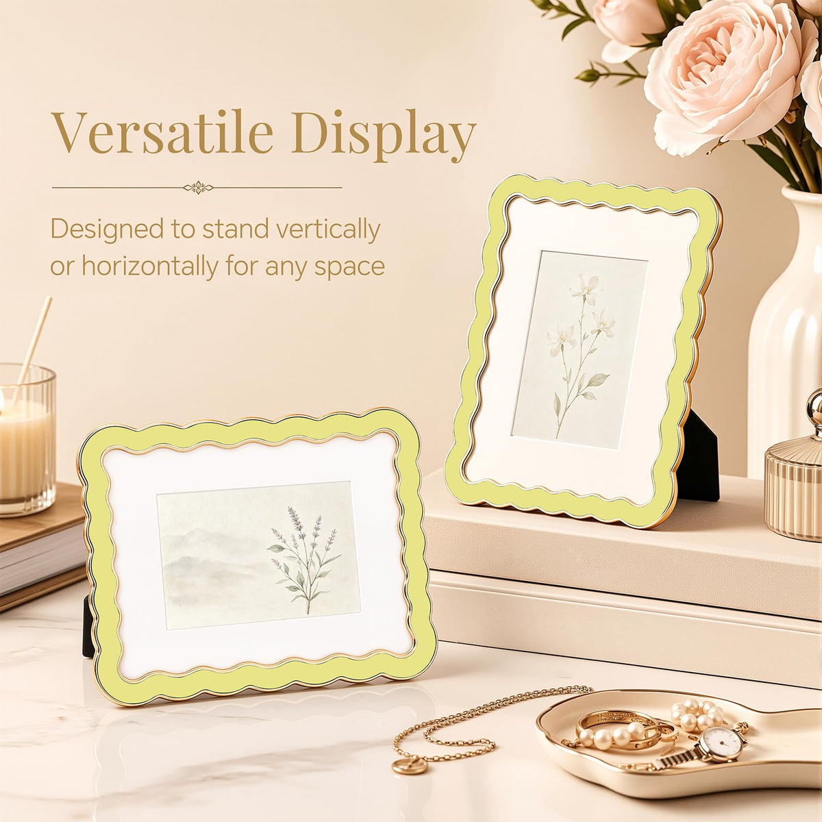 8x10 Scalloped Wavy Metal Picture Frame (Butter Cream / 8x10)