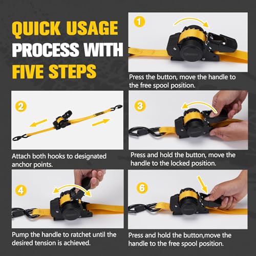 Retractable Ratchet Straps 1" x 12'