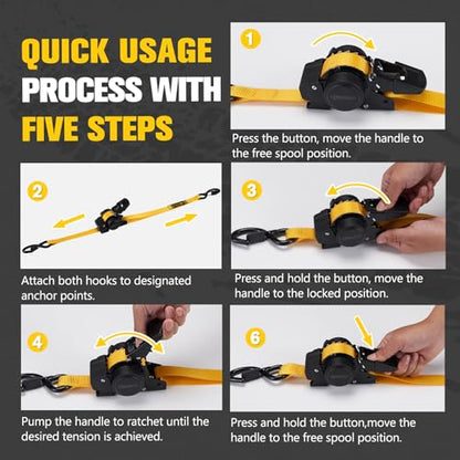 Retractable Ratchet Straps 1" x 12'