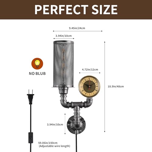 Plug in Vintage Steampunk Wall Sconce