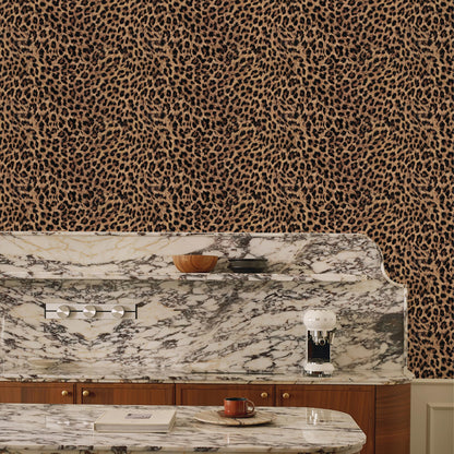 Cheetah Print Wallpaper Peel and Stick (Brown / 17.3"x 118.11")