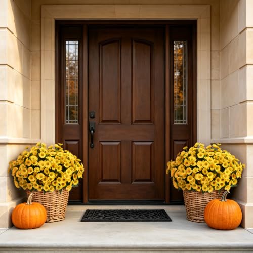 12 Bundles Fake Dasiy Artificial Mums Flowers for Outdoors Decoration (Yellow)