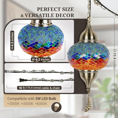 Turkish Moroccan Mosaic Pendant Light (Multicolor2)