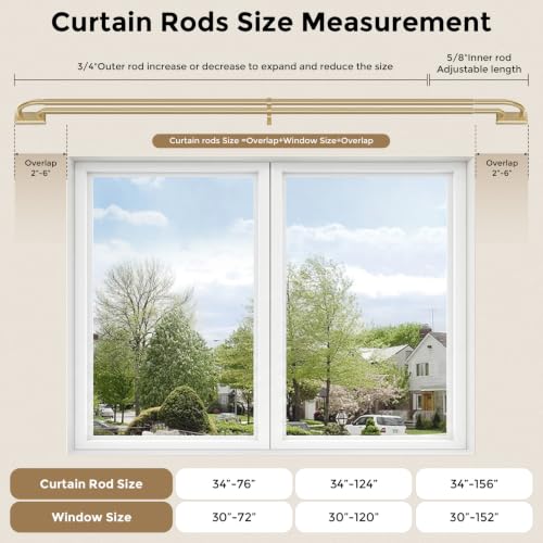 Double Curtain Rod 34 (Gold / 34"-76")