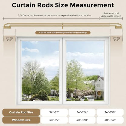 Double Curtain Rod 34 (Gold / 34"-76")