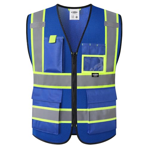 Safety Vest for men women Reflective Vest with Pockets and Zipper High Visibility Vests BX340