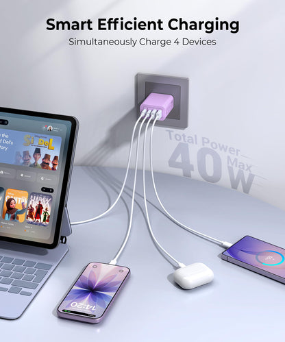 40W Type C Fast Charger Block (2Pack GRed PPurple / 40W)