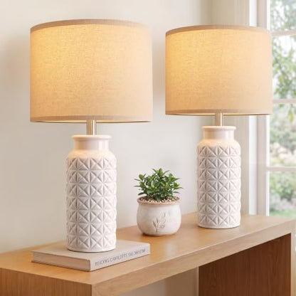 22.6" Modern Ceramic Bedside Lamps Set of 2
