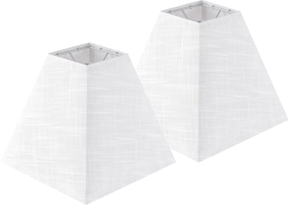 Small Square Lamp Shades for Bedside Lamps Set of 2 (Off White-linen / 4 × 9 × 8.3 inches (2 pack))