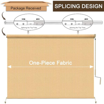 Outdoor Roller Shades for Patio (Sesame / 120"W x 96"H)