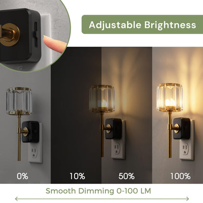 Night Lights Plug into Wall (Crystal Cylinder-3000K / 1 Pack)