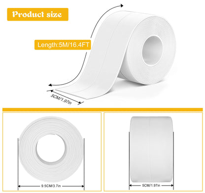 Caulk Tape Self Adhesive (White-1.97IN-16.4FT)
