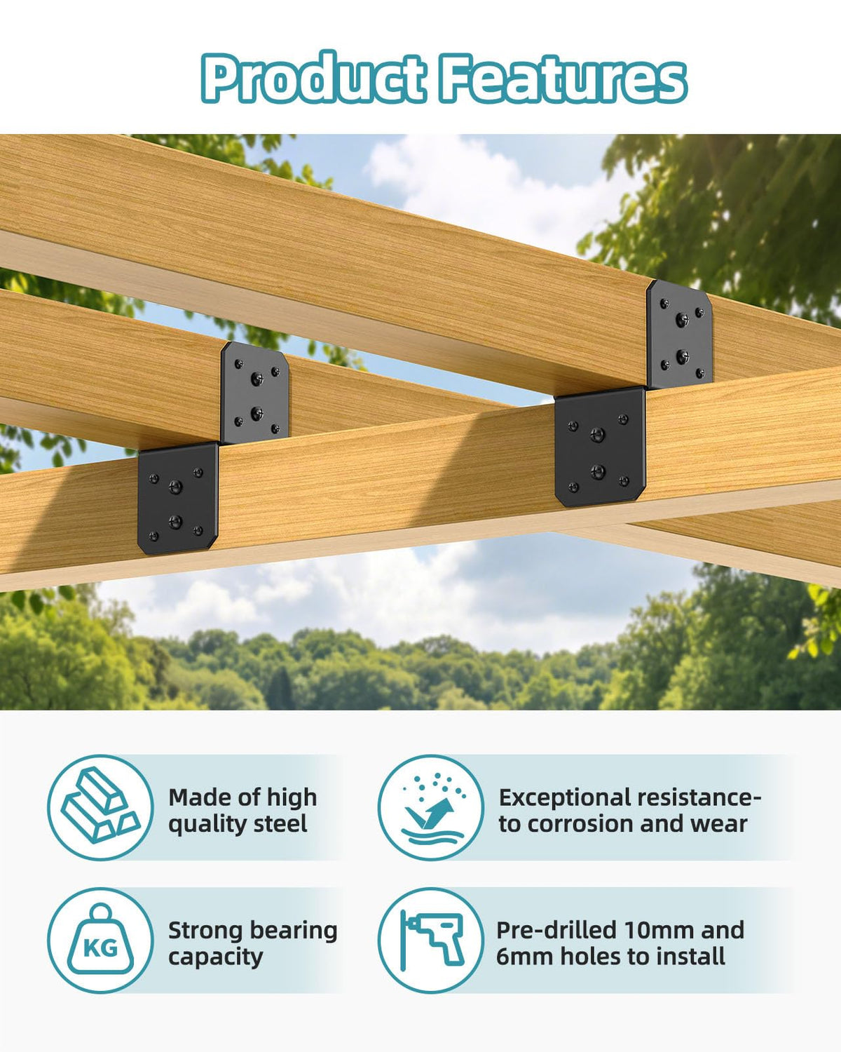 4x4 Post Bracket Kit for Wood Posts (Black)