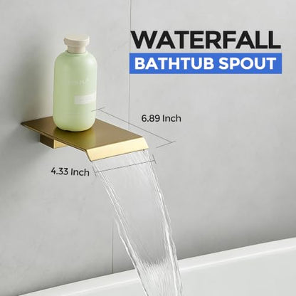 Wall Mount Waterfall Bathtub Faucet with Hand Shower