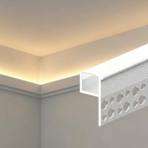 Plaster in LED Aluminium Channels (White, Vertical-Recessed ,10Pack)