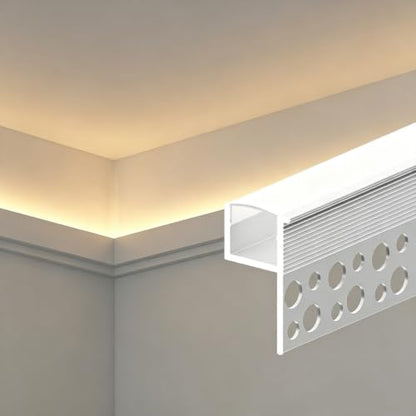 Plaster in LED Aluminium Channels (White, Vertical-Recessed ,10Pack)