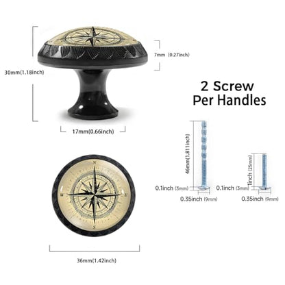 4 Pack Retro Nautical Compass Cabinet Knobs for Kitchen Bathroom