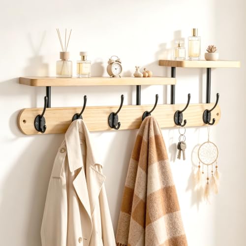 Coat Rack Wall Mount 23" Coat Rack Wall Mount with Shelf for Entryway