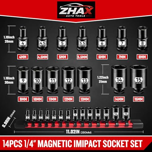 Magnetic Socket Set with Storage Rail