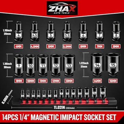 Magnetic Socket Set with Storage Rail