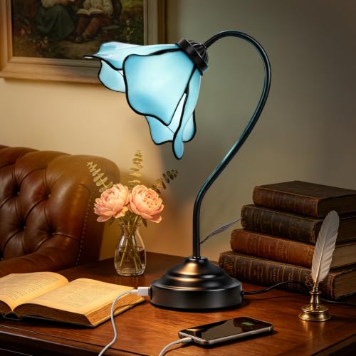 Table Lamp Handmade Flower Stained Glass Bedside Lamp