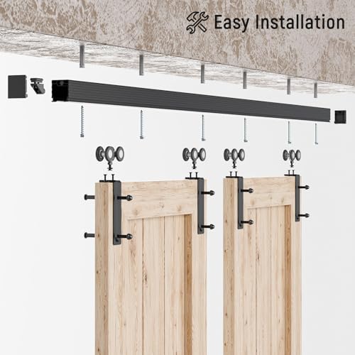 Ceiling Mount Box Rail Barn Door Hardware Heavy Duty Sliding Barn Door Track Double Door