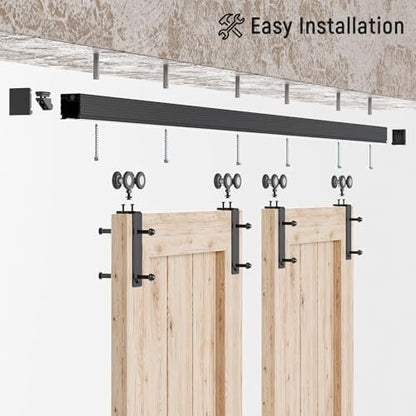 Ceiling Mount Box Rail Barn Door Hardware Heavy Duty Sliding Barn Door Track Double Door