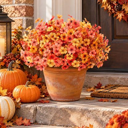 24Pcs Artificial Fall Flowers for Outdoors UV Resistant Decor