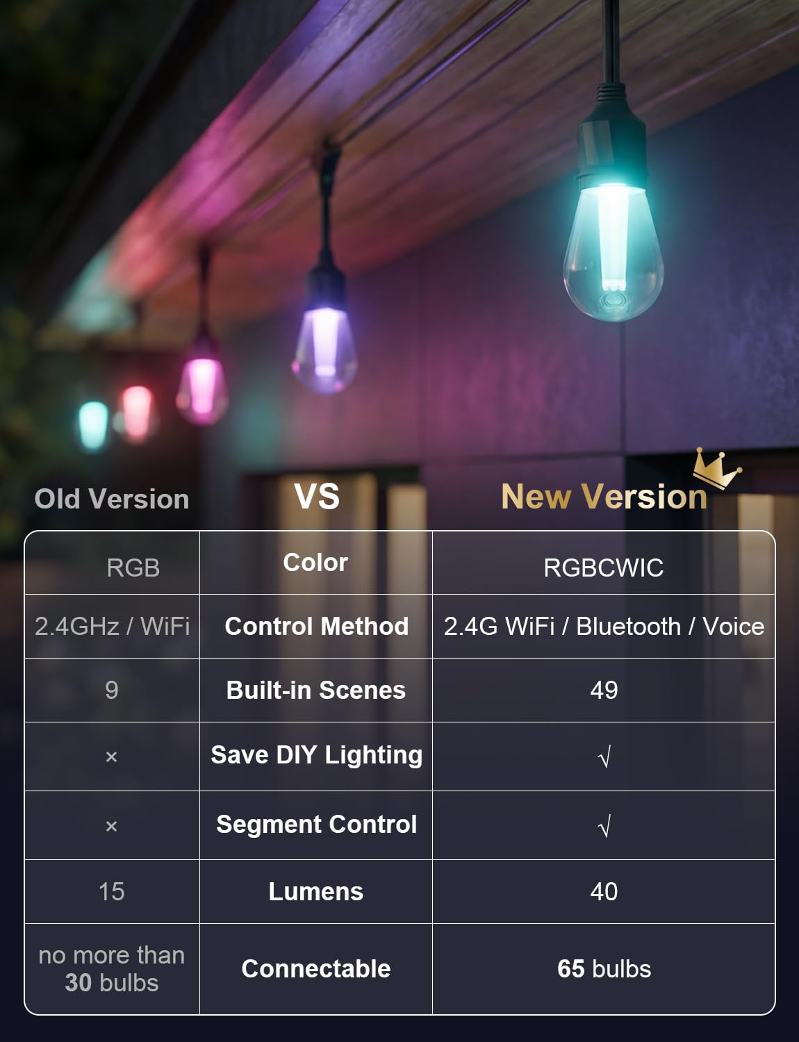 Smart Outdoor String Lights 49FT (49FT)