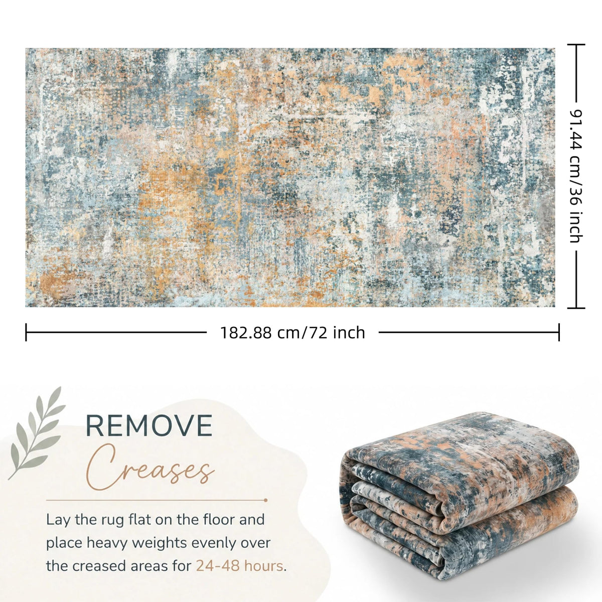 Washable Area Rug 3x6 (Abstract-blue Orange / 3' x 6' (Rectangular))