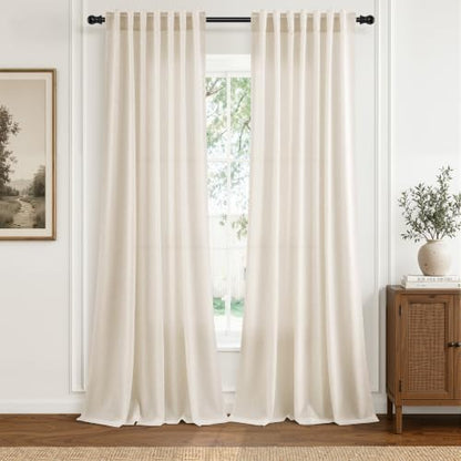 Cream Linen Curtains 102 Inches Long for Living Room 2 Panels (Linen / 52"W x 102"L (Pack of 2))