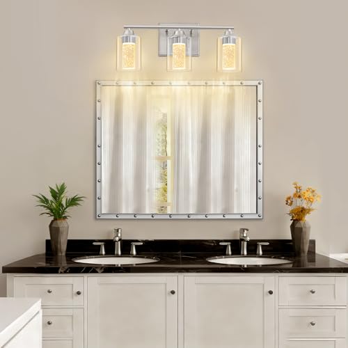 3 Light Brushed Nickel Bathroom Vanity Light with 3 Color Modes (3-light / Brushed Nickel)
