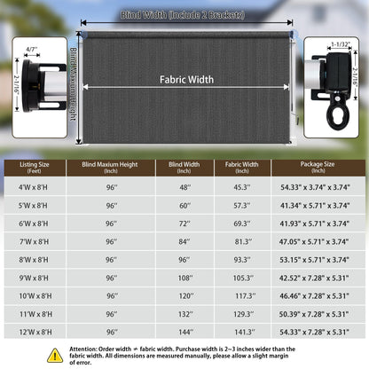 Outdoor Roller Shades for Patio (Grey / 72"W x 72"H)