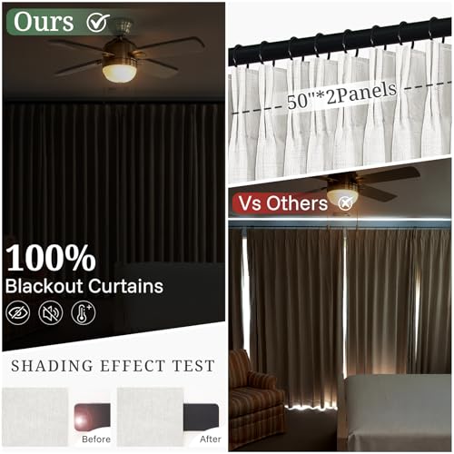 Extra Long Pinch Pleat Pure White Blackout Curtains 108 Inch Long for Living (Beigewhite / 50"W x 108"L (Pack of 2))