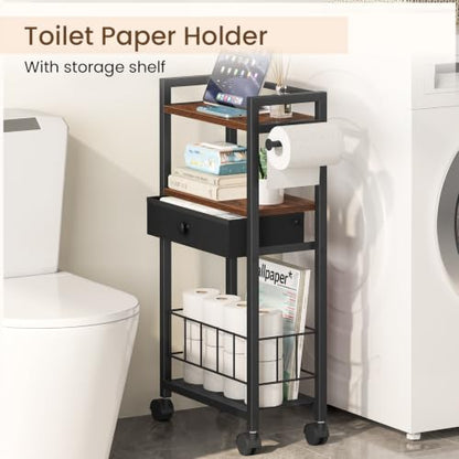 Freestanding Toilet Paper Holder with Storage Drawer